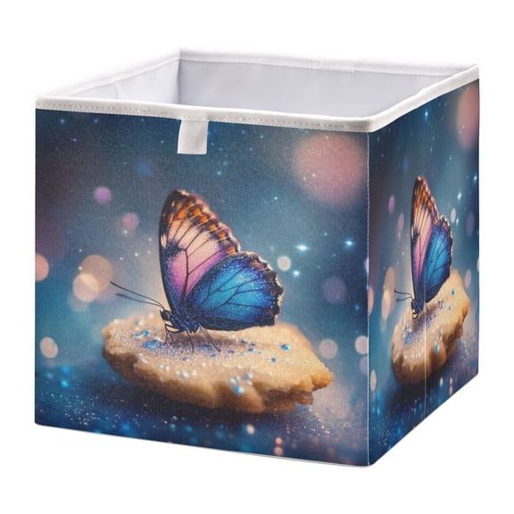 Open Home Storage Bins Durable Foldable Fabric Organizers for Clothes Toys Books 15.75x10.63x6.96 in Butterfly and Cookie
