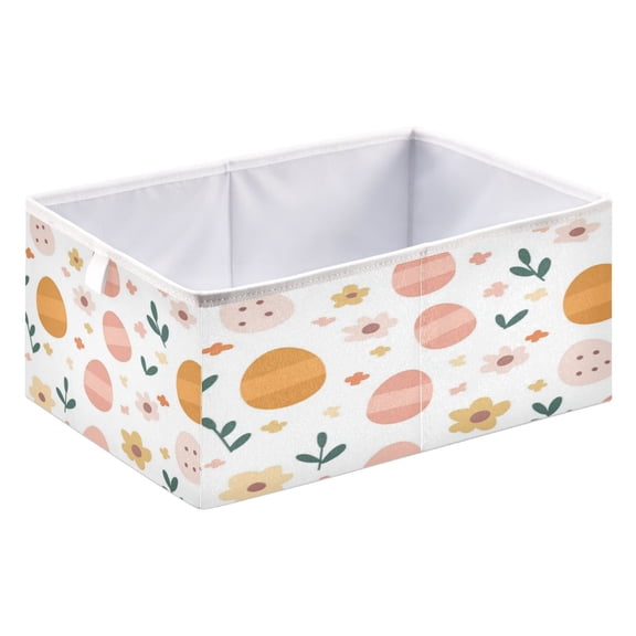 Open Home Storage Bins Durable Foldable Fabric Organizers for Clothes Toys Books 15.75x10.63x6.96 in Cute Easter Eggs and Floral