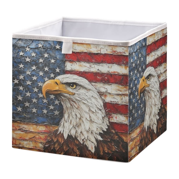 Open Home Storage Bins Durable Foldable Fabric Organizers for Clothes Toys Books 15.75x10.63x6.96 in Majestic Bald Eagle