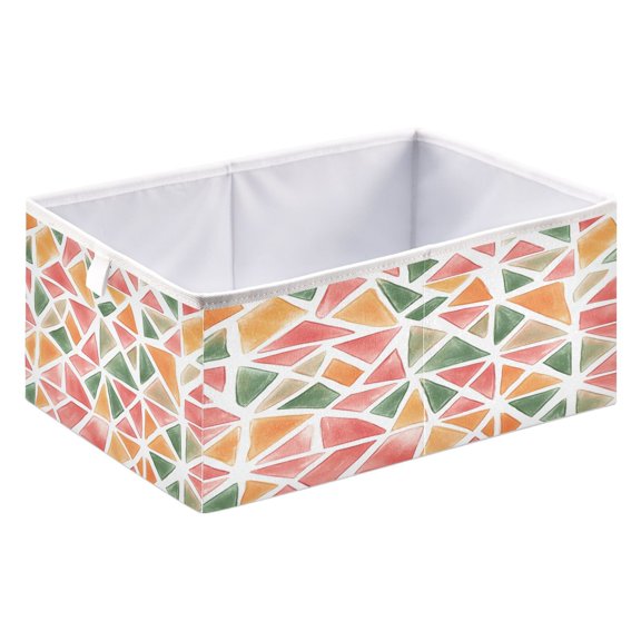 Open Home Storage Bins Durable Foldable Fabric Organizers for Clothes Toys Books 15.75x10.63x6.96 in Orange Pink and Green Pattern