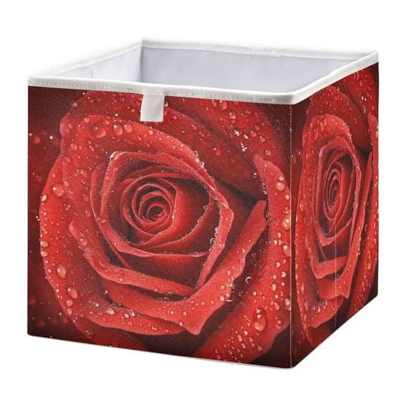 Open Home Storage Bins Durable Foldable Fabric Organizers for Clothes Toys Books 15.75x10.63x6.96 in Red Roses