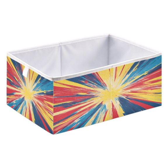 Open Home Storage Bins Durable Foldable Fabric Organizers for Clothes Toys Books 15.75x10.63x6.96 in Vibrant Yellow Rays