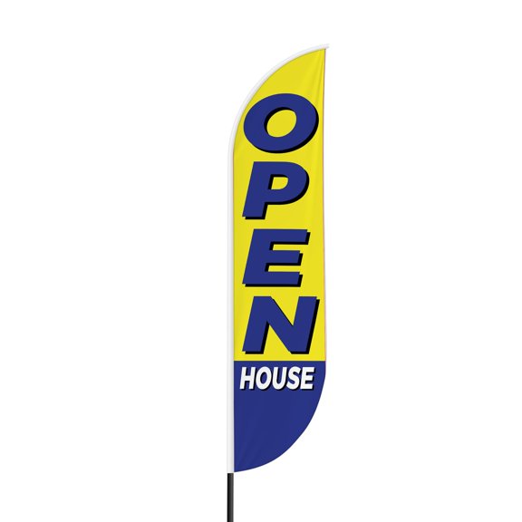 Open House 1 Sign feather flag for Outdoor by Mavis Printing | 11.5 FEET Long Polyester Outdoor Banner Flag for Easy Hang | HD Print Swooper I Flag Only to Advertise Real Estate Business I Flag Only