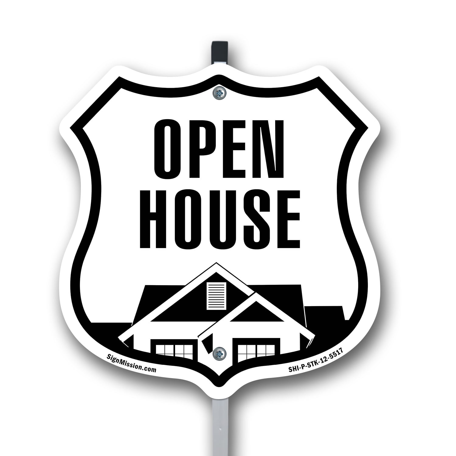 Open House 12 inch X 12 inch Shield Shaped Rust-Free Aluminum Metal ...