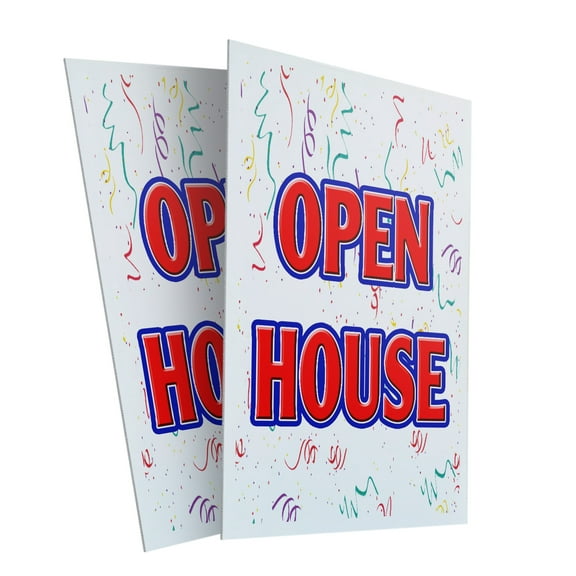 Open House (2-PACK) 24" x 36" Plastic Signs | Sign Insert 4mm Corrugated Plastic Signs Storefront Window Poster