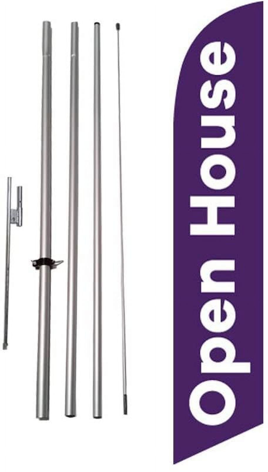 Open House Advertising Feather Banner Swooper Flag Sign with Flag Pole Kit and Ground Stake
