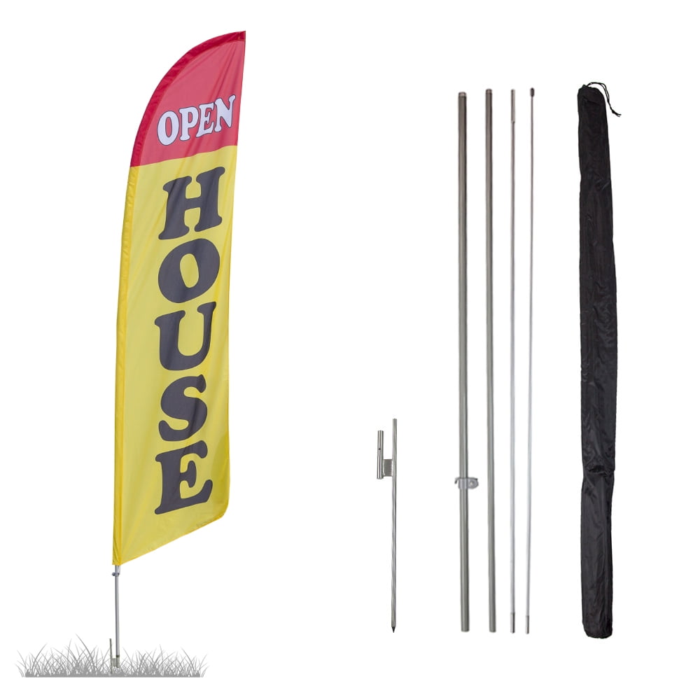 Open House Feather Flag Kit - 13.5ft Swooper Flag with Pole Set and ...