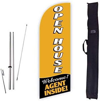 Open House (Golden Yellow) 6ft Real Estate Feather Flag with Complete ...