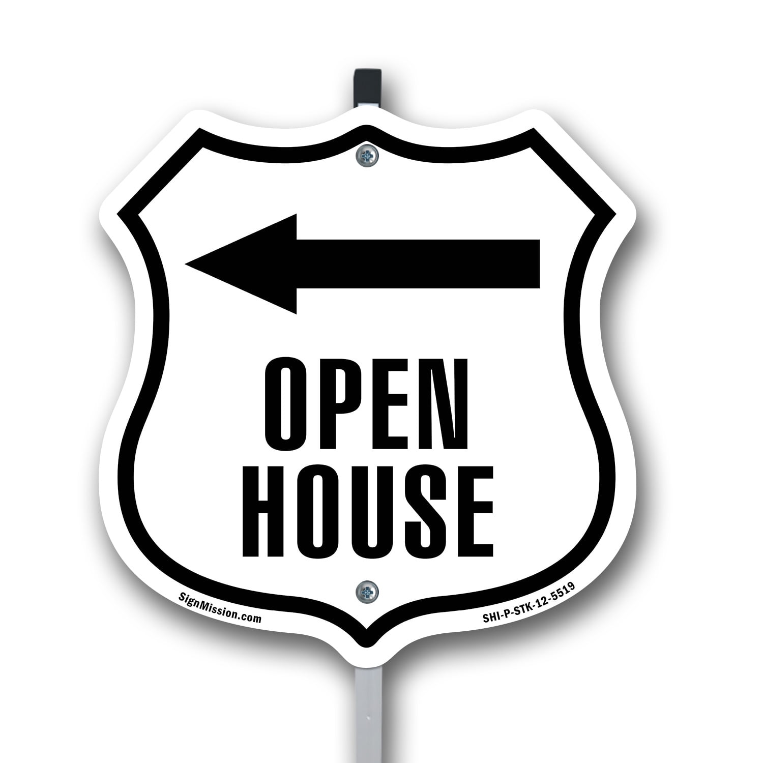 Open House Left 12 inch X 12 inch Shield Shaped Rust-Free Aluminum ...