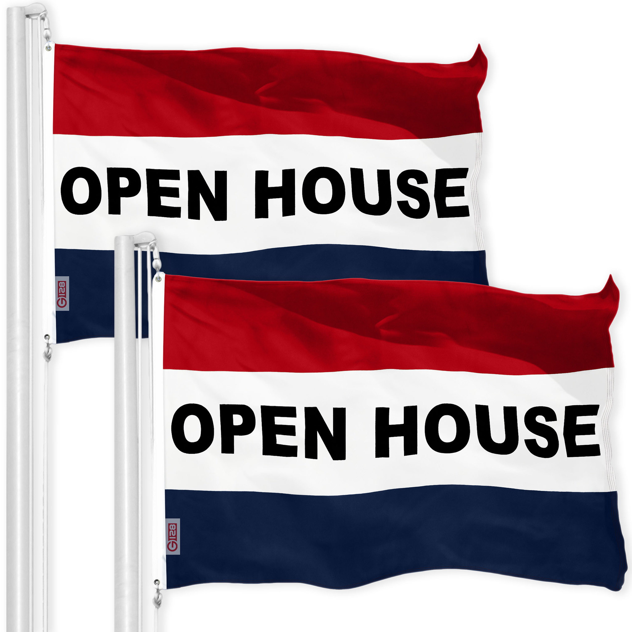 Bandiera Aperto 3x5ft &ndash; We're Open Now &ndash; Bandiera Pubblicitaria Rossa, Bianca E Blu