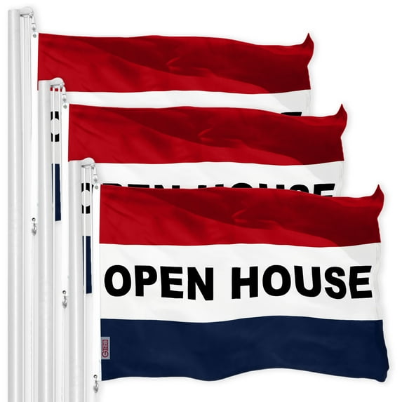 Open House Sign Flag 3x5FT 3-Pack Printed 150D Polyester By G128