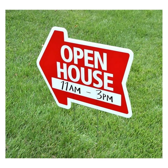 Open House Sign Kit (5 Pack) - Real Estate Arrow Signs with Stands - Durable Coroplast, UV Fade Resistant Red - Agent Supplies