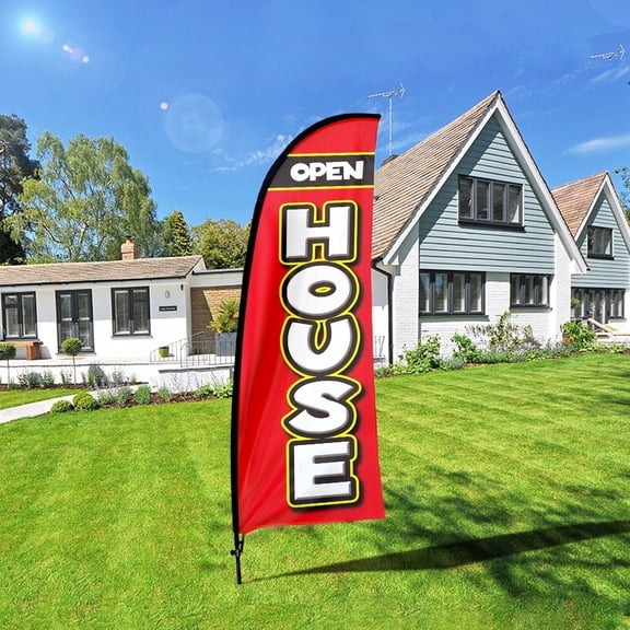 Open House Swooper Flag Pole Kit , 7FT Feather Flag Business Advertising Sign