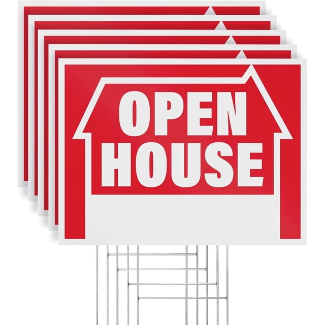 Open House Yard Signs with H-Frame Stakes, 16