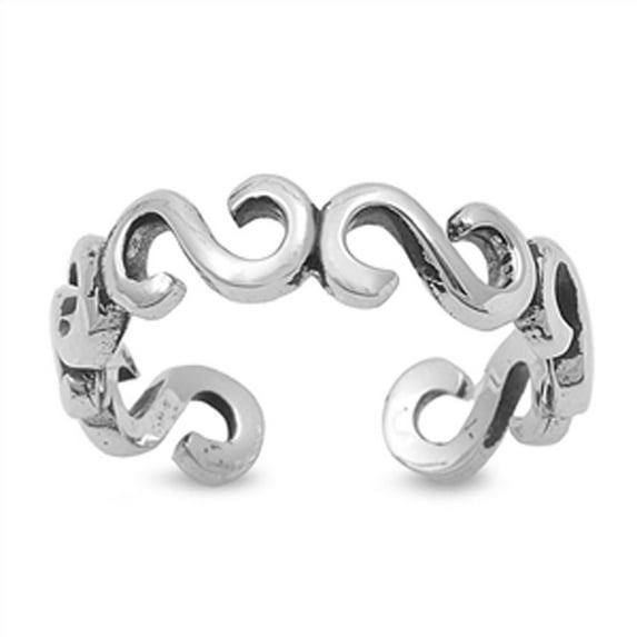 Open Infinity Swirl .925 Sterling Silver Toe Ring Jewelry Female Unisex