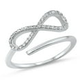 thumbnail image 1 of Open Infinity White CZ Micro Pave Knot Ring .925 Sterling Silver Band Jewelry Female Size 10, 1 of 4