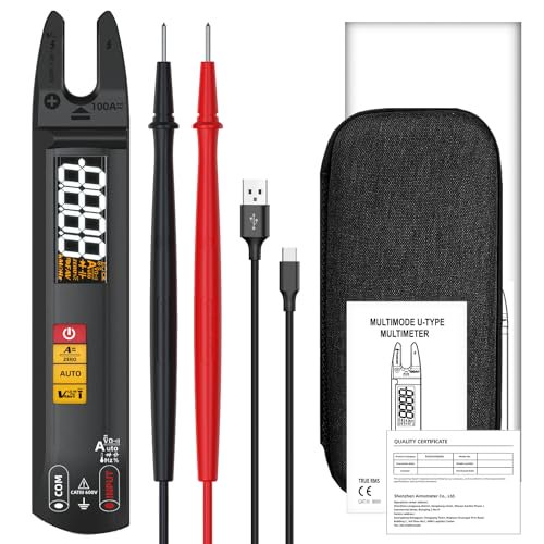 Open Jaw Digtal Multimeter 6000 Counts Clamp Meter, Digital Electrical Tester,Rechargeable with Smart Mode,Measuring Resistance,Capacitance,Frequency,Continuity,Diode,AC/DC Voltage&Current