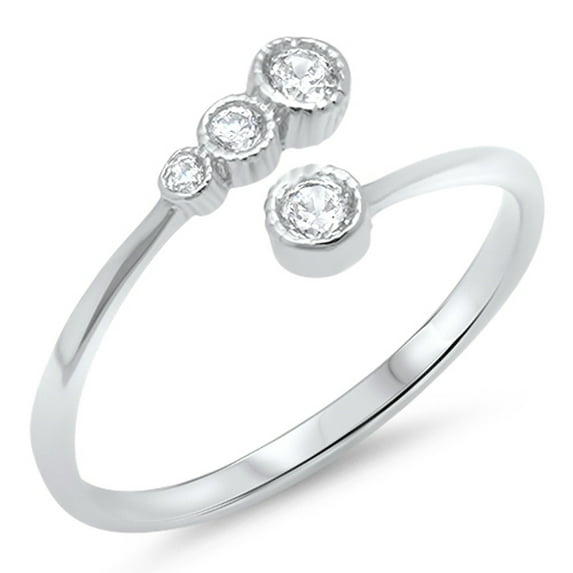 Open Journey White Cubic Zirconia Ring .925 Sterling Silver Band Jewelry Female Male Unisex Size 7