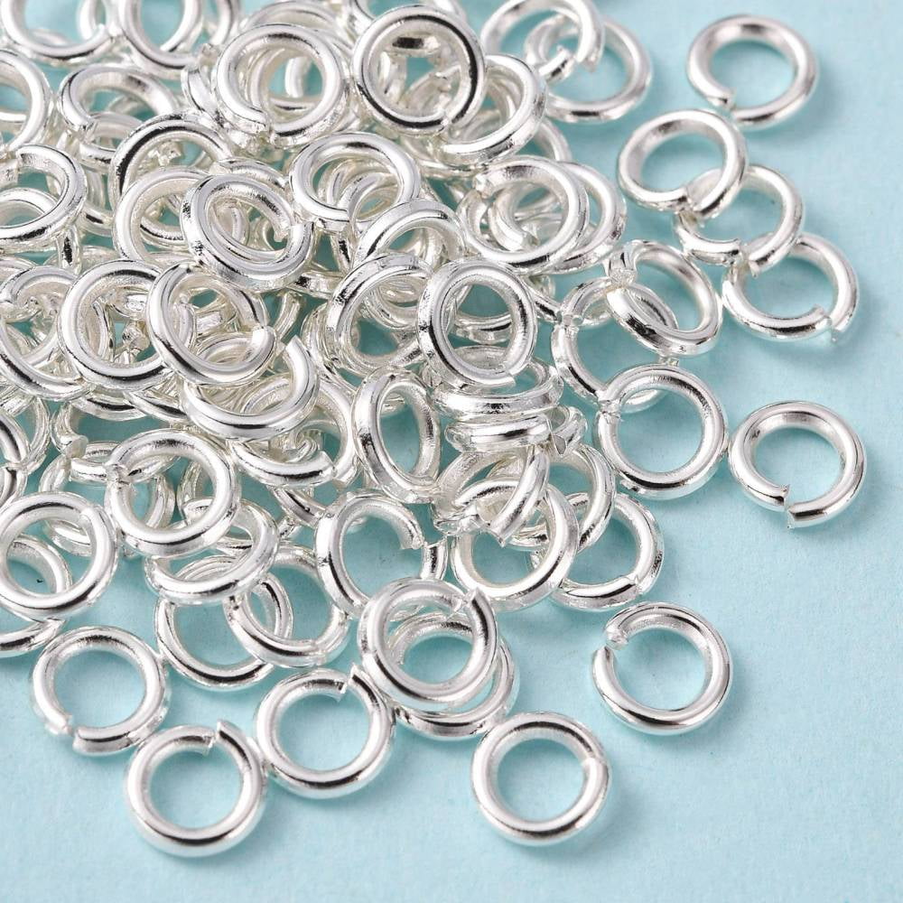 Open Jump Rings Brass Jump Rings Cadmium Free & Lead Free Silver 5x1mm 18 Gauge Inner Diameter: 3mm 6000pcs/500g