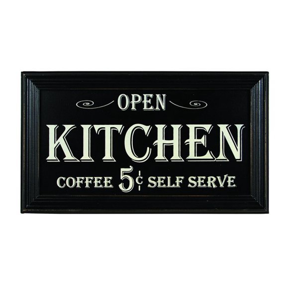 Open Kitchen Coffee Five Cents Framed Vintage Look Advertising Sign