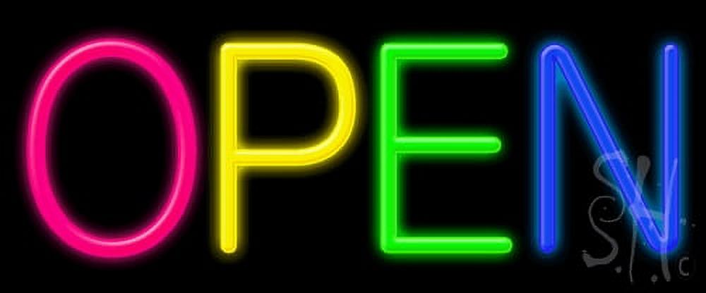 Open LED Neon Sign 10 x 24 - inches, Clear Edge Cut Acrylic Backing ...