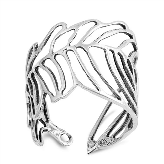 Open Large Filigree Leaf Feather Dainty Ring 925 Sterling Silver Band Jewelry Female Male Size 6