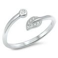 thumbnail image 1 of Open Leaf Clear Cubic Zirconia Ring .925 Sterling Silver Band White Jewelry Female Male Size 6, 1 of 4