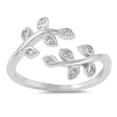 thumbnail image 1 of Open Leaf Clear Cubic Zirconia Tree Branch Nature Ring .925 Sterling Silver Band White Female Size 6, 1 of 4