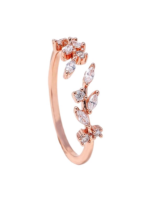 Open Leaf Ring for Women | Cute Adjustable Rings, Stackable Statement Jewelry for Daily Wear