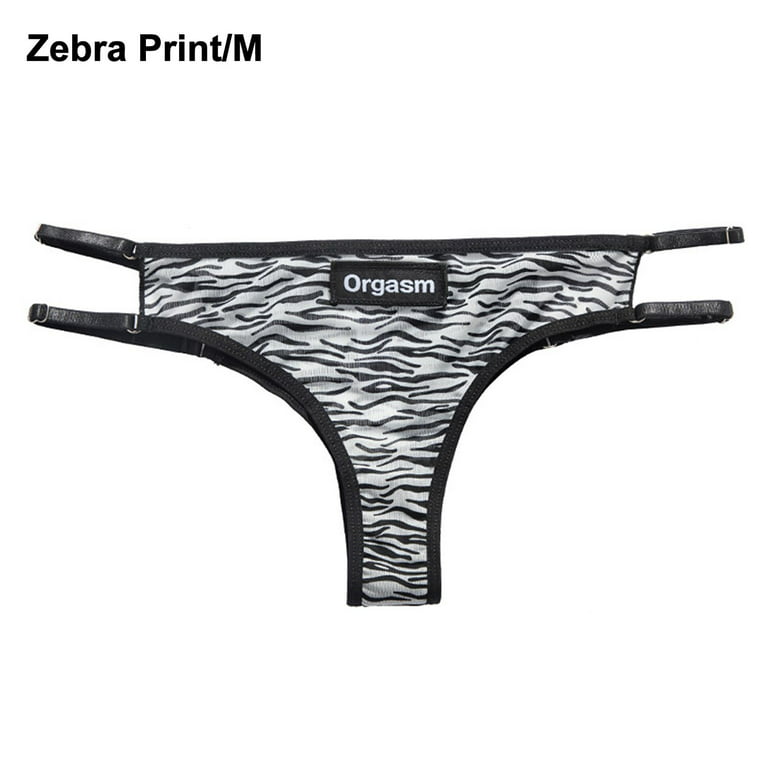 Open Leopard Print Sexy Women Briefs Thong Panties Underwear ZEBRA