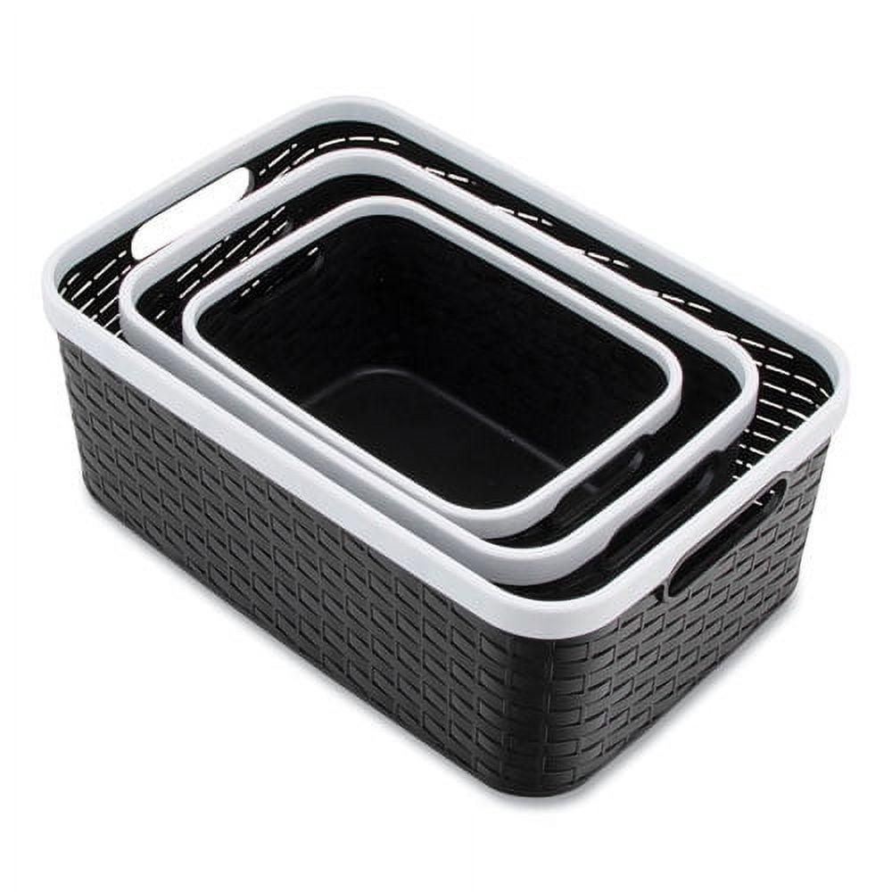 Open Lid Storage Bin, Assorted Sizes, Black/White, 3/Pack Open Lid Storage Bin, Assorted Sizes, Black/White, 3/Pack