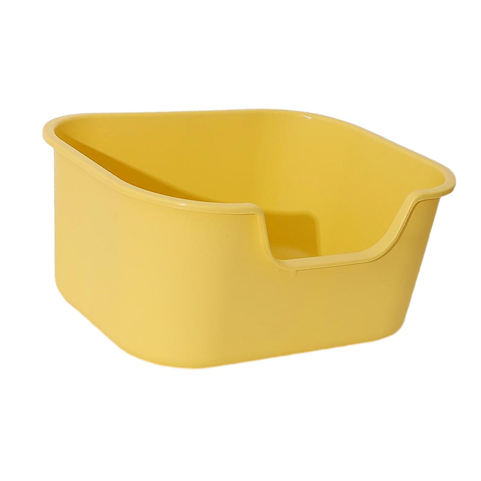 Open Litter Box Kitten Toilet Splashproof Portable Cat Toilet for Small Pets yellow