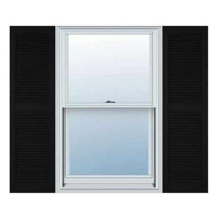 Builders Edge Open Louver Vinyl Shutters - Fixed, No Drilling Required - 2 Panels, 14.5" x 64" — Professional & DIY Use, Standard Battery Platform