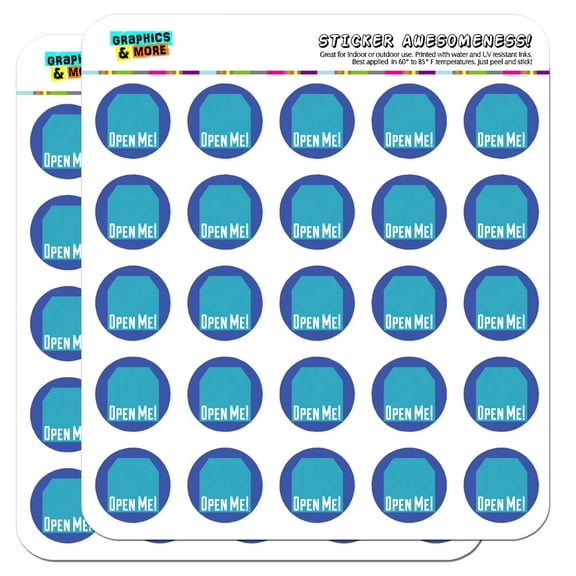 Open Me Tag Design Blue Birthdays Presents 1" Scrapbooking Crafting Stickers