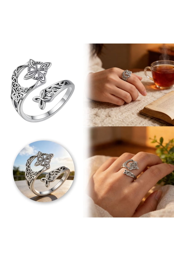 Open Middle Finger Ring, Knot Thumb Rings, Witch Knot Irish Jewelry, Adjustable