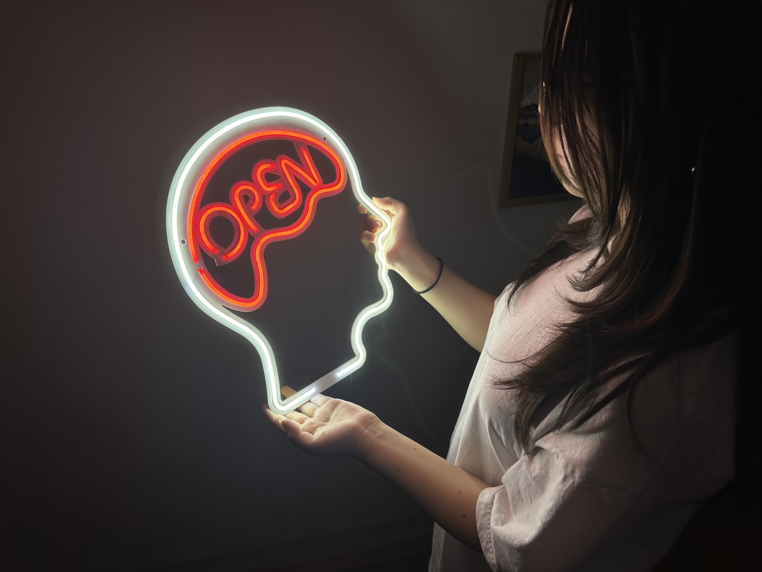Open Mind Metal Neon Sign, Neon Sign, Neon Wall Art, Bright and Unique Neon Wall Art, Stunning Neon Sign for Anyroom (With Remote Control)