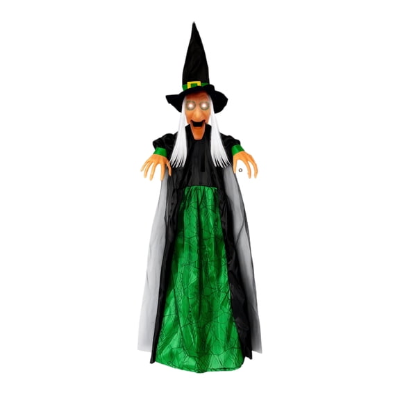 Open Mouth Witch Animatronic Sound Activated Glowing Screaming Prop for Halloween Haunted House Escape Room Horror Themed Decoration