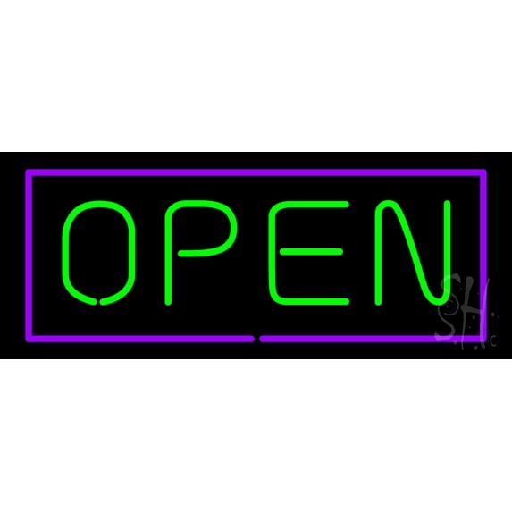 Open PG LED Neon Sign 13 x 32 - inches, Clear Edge Cut Acrylic Backing, with Dimmer - Bright and Premium built indoor LED Neon Sign for storefront.