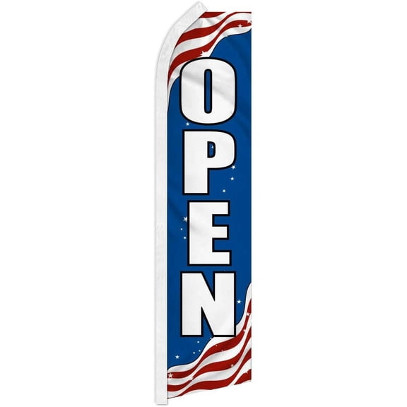 Open Patriotic Swooper Feather Flag - Great for Businesses, Dealerships, and Car Lots