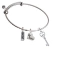 thumbnail image 1 of Open Peace Heart Key Big Sister Heart Expandable Bangle Bracelet, 1 of 1