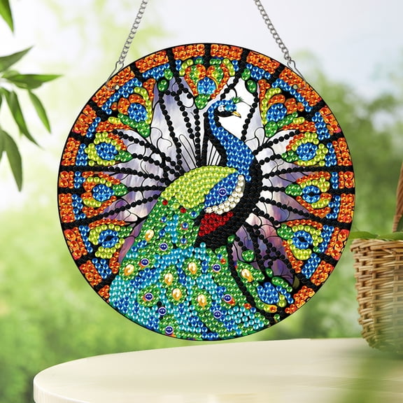 Open Peacock Diamond Art Painting Kit Pendant