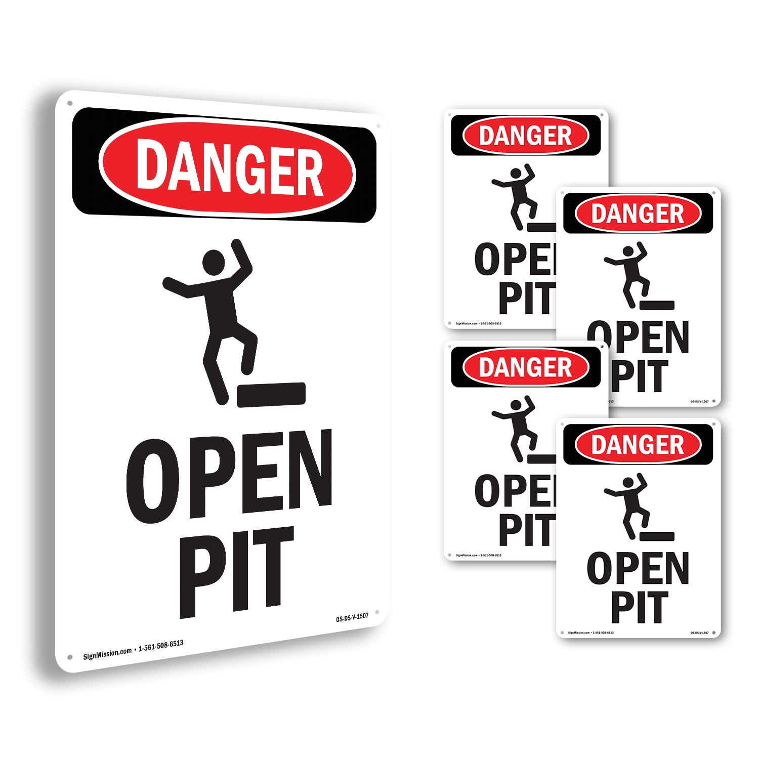 Open Pit OSHA Danger Aluminum Sign 24 Inch x 18 Inch - 5 Pack - Walmart.com