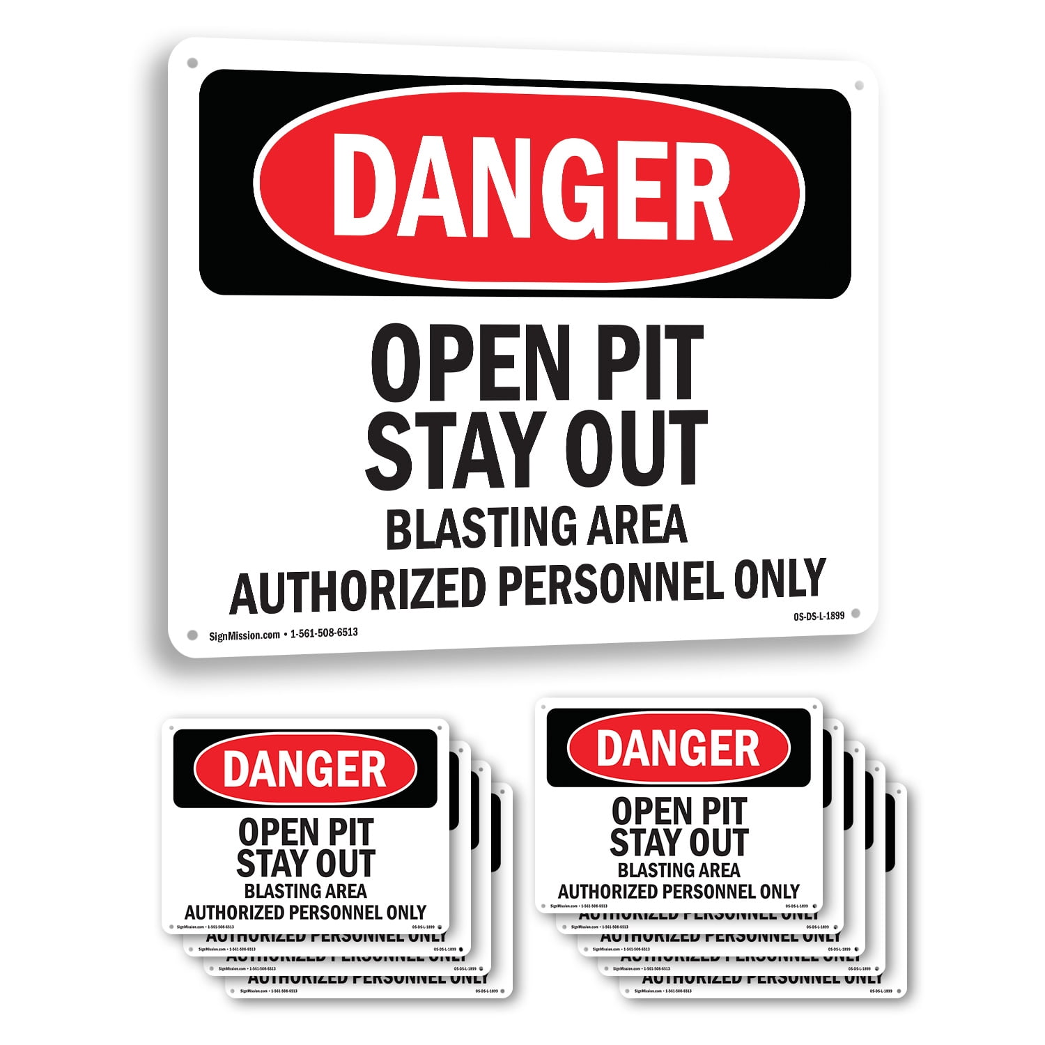 Open Pit Stay Out Blasting Area OSHA Danger Aluminum Sign 24 Inch x 18 ...