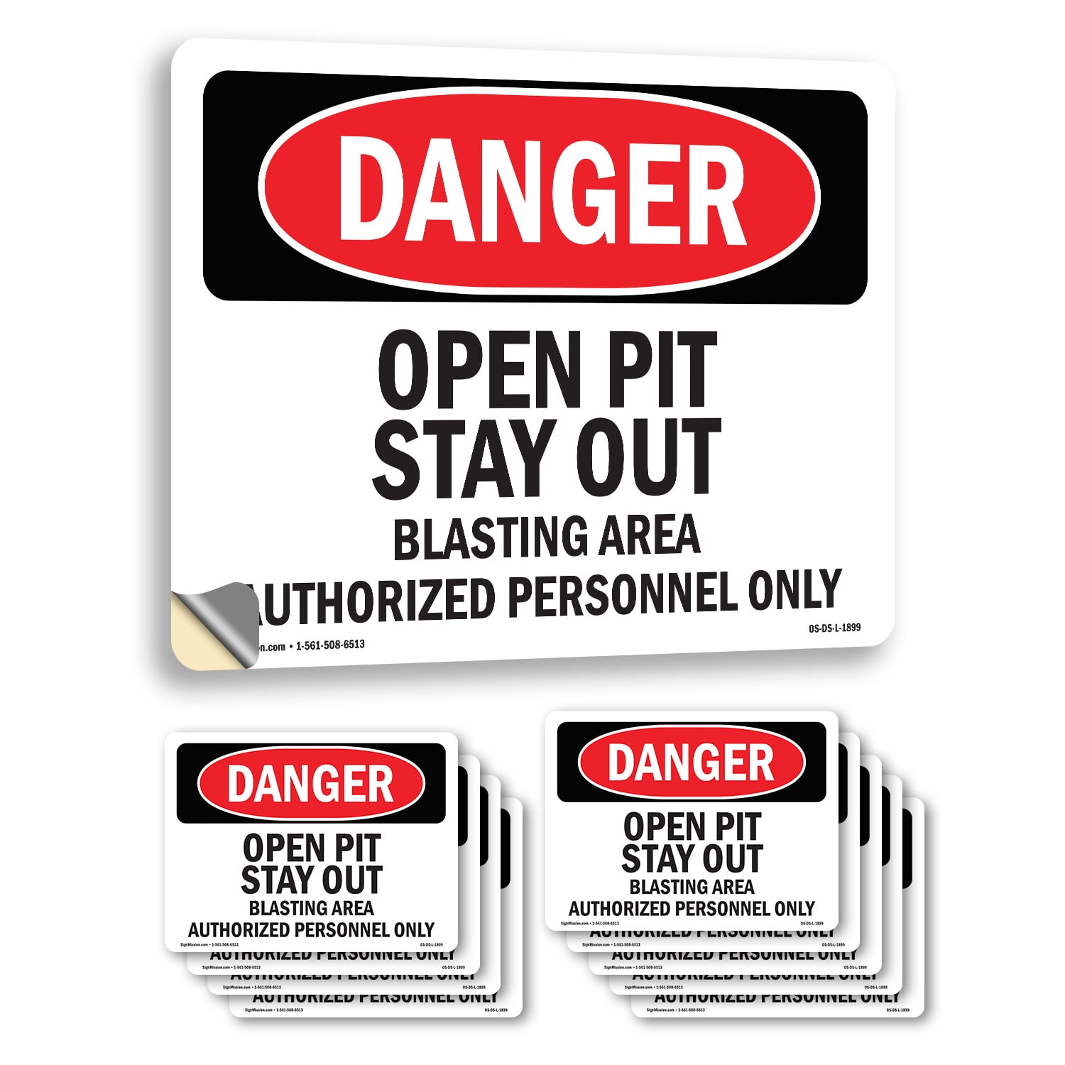 Open Pit Stay Out Blasting Area OSHA Danger Vinyl Decal Label 18 Inch x ...