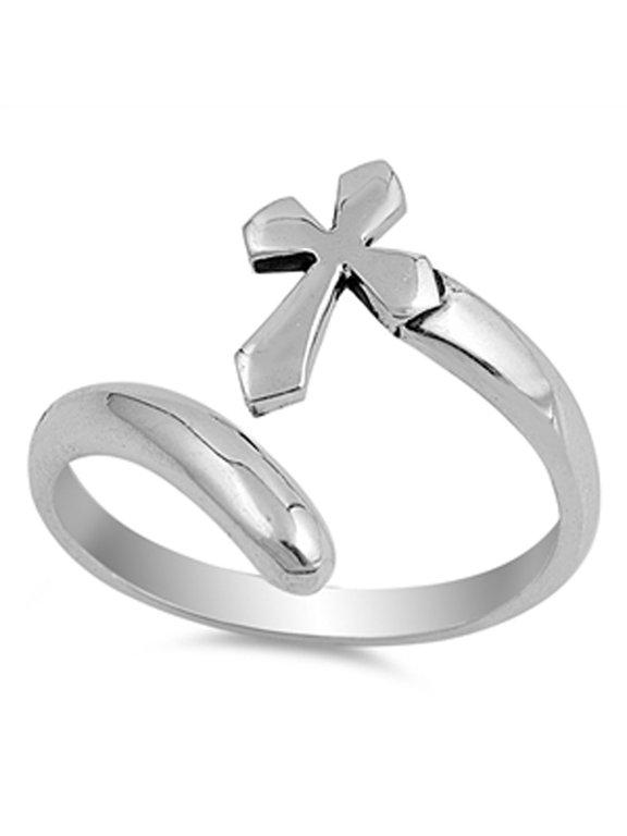 Open Pointed Cross Christian Religious Ring 925 Sterling Silver Band Jewelry Female Male Size 5