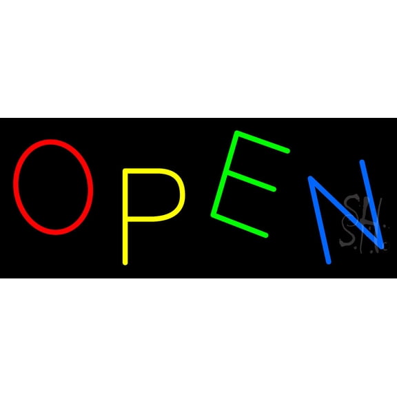 Open Rectangle Red LED Neon Sign 13 x 32 - inches, Clear Edge Cut Acrylic Backing, with Dimmer - Bright and Premium built indoor LED Neon Sign for storefront.