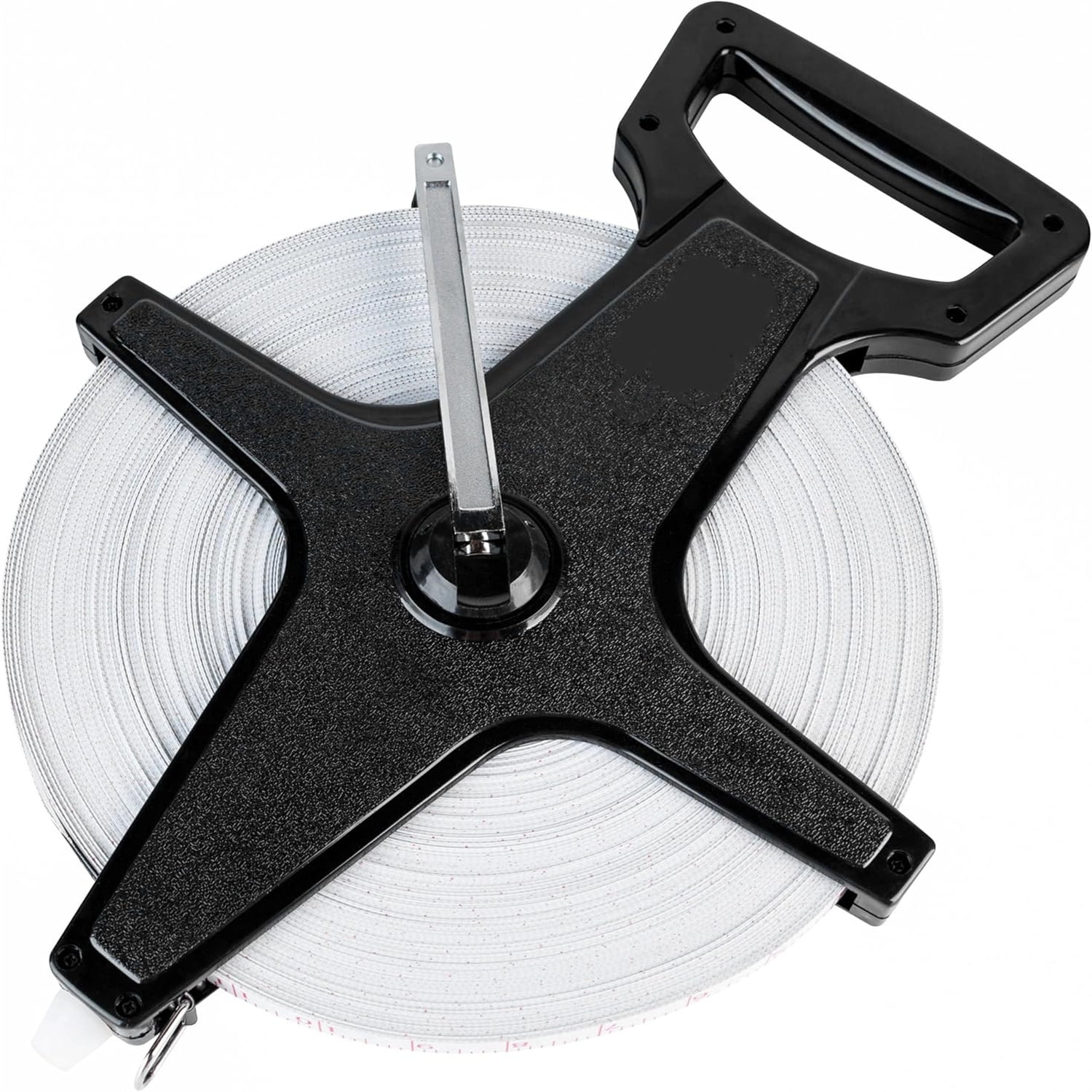 Open Reel Measuring Tapes – Durable Hand Crank with Metal Spike, Dual-Sided Feet & Meters, Perfect for Track & Field and Long Jump, 400 Feet/120 Meters