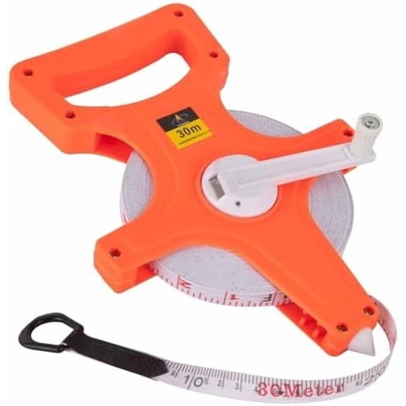 Open Reel Tape Measure 100 , Fiberglass Tape Measure, Yard Measuring Tape Fit for Field, Outdoor, Engineer,Track, Durable -Sided Measuring Reel with and Meters (1/2')