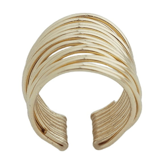 【Open Ring】Gold/Silver Plated Copper Multi Layer Wrap Ring, Edgy Modern Style, Trendy Statement for Ladies