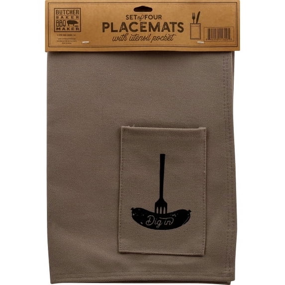 Open Road Brands Butcher Baker BBQ Maker Dig In Placemat Canvas 4 pk